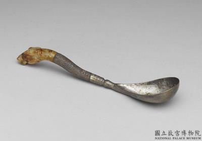 图片[2]-Silver jade-inlaid eating utensil with wood handle, Qing dynasty, 18th-19th century-China Archive